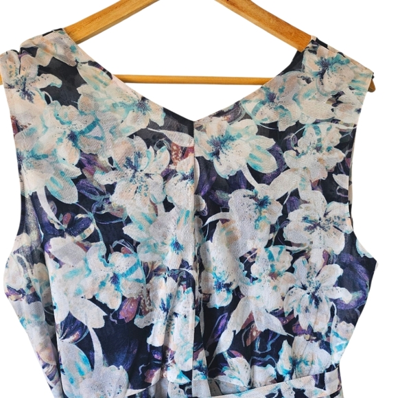 Simply Vera Vera Wang Floral Sleeveless Garden Party Dress, Blue, Size Petite XL - Picture 7 of 11